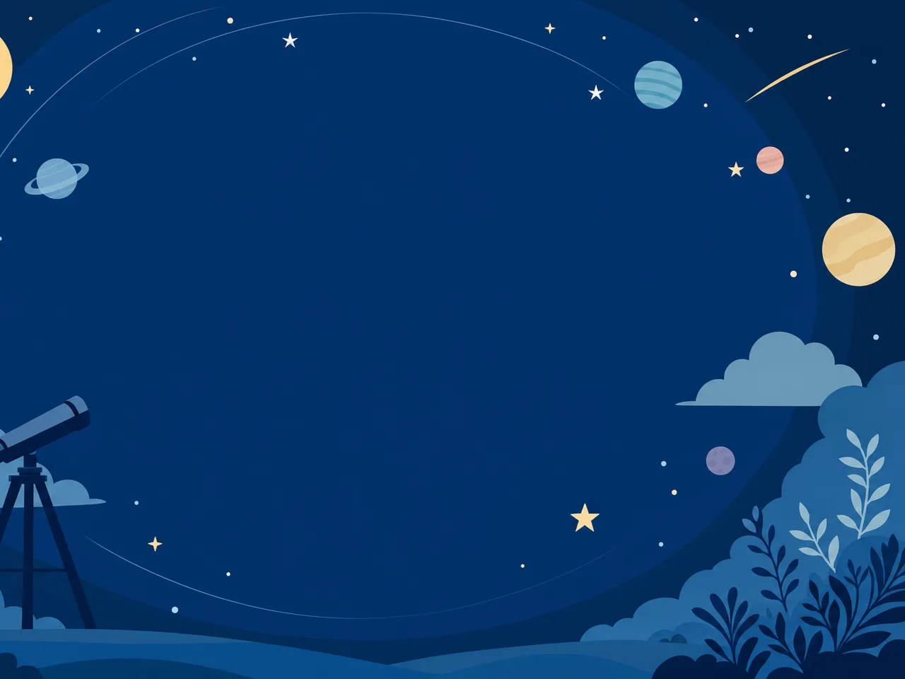 宇宙観測を表す抽象背景（フレームイラスト）。宇宙背景、天体観測、星空、宇宙研究の記事や案内に使える商用素材です。