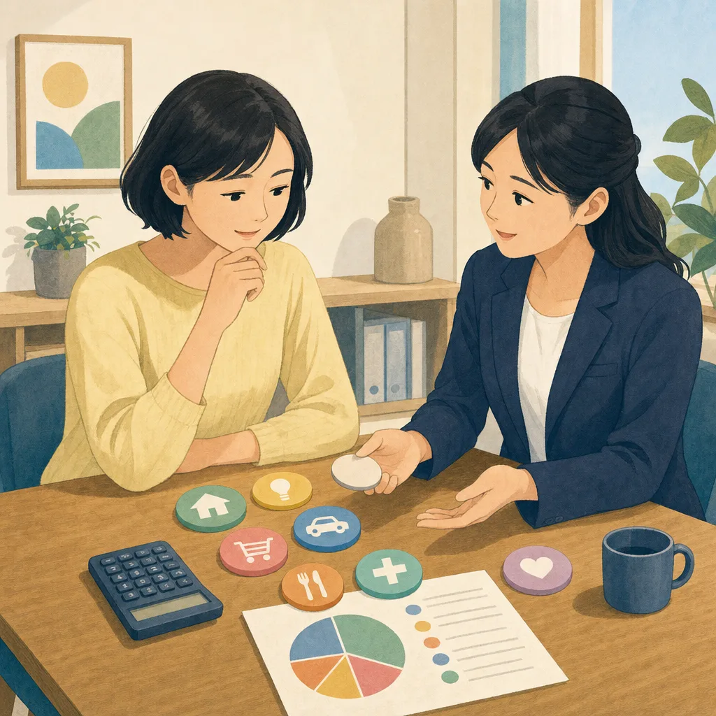 クレジット利用を見直す日本人（編集記事向け）。クレジットカード、家計見直し、支出管理、予算の記事や案内に使える商用素材です。