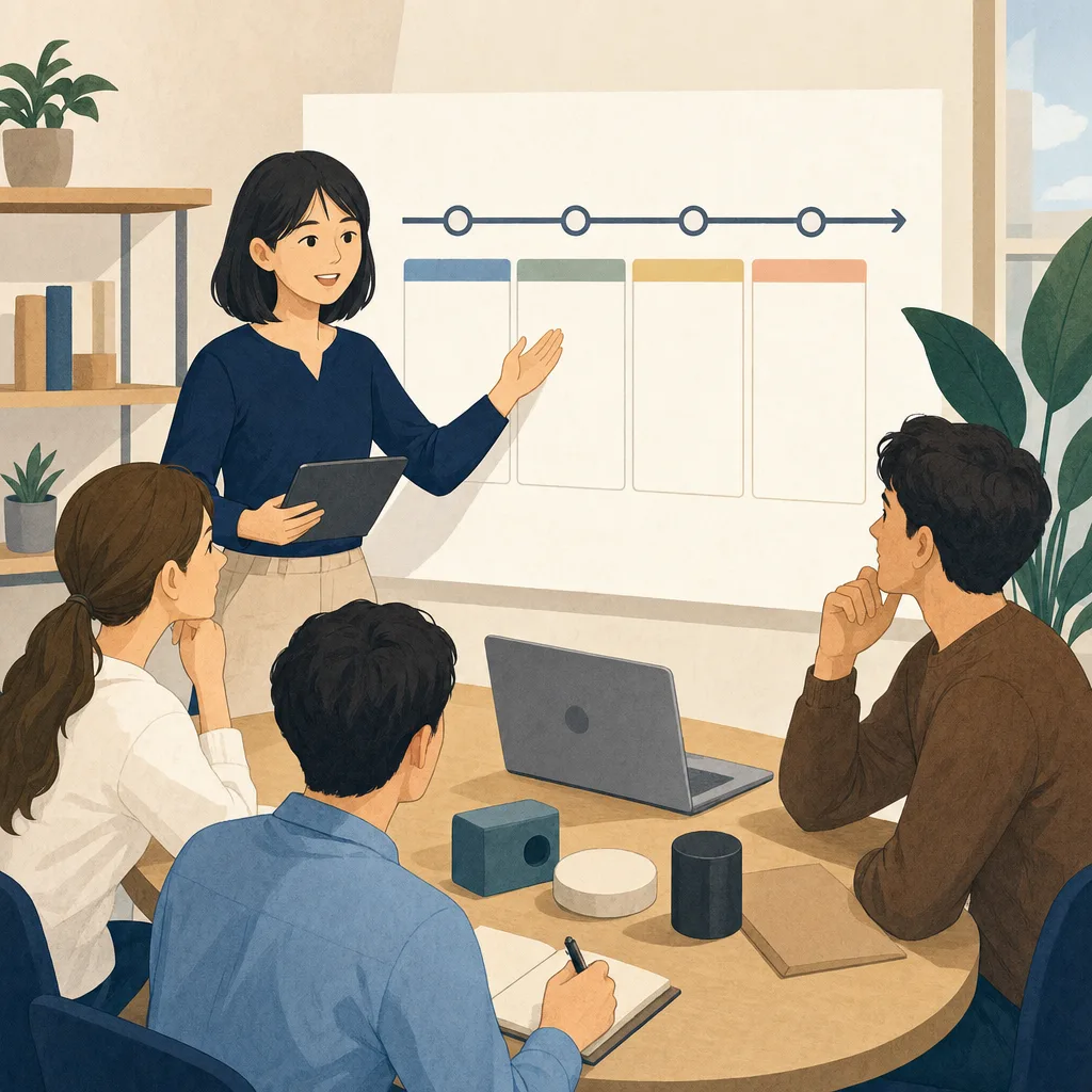 顧客導入を支援する日本人チーム（編集記事向け）。カスタマーサクセス、顧客支援、導入支援、オンボーディングの記事や案内に使える商用素材です。