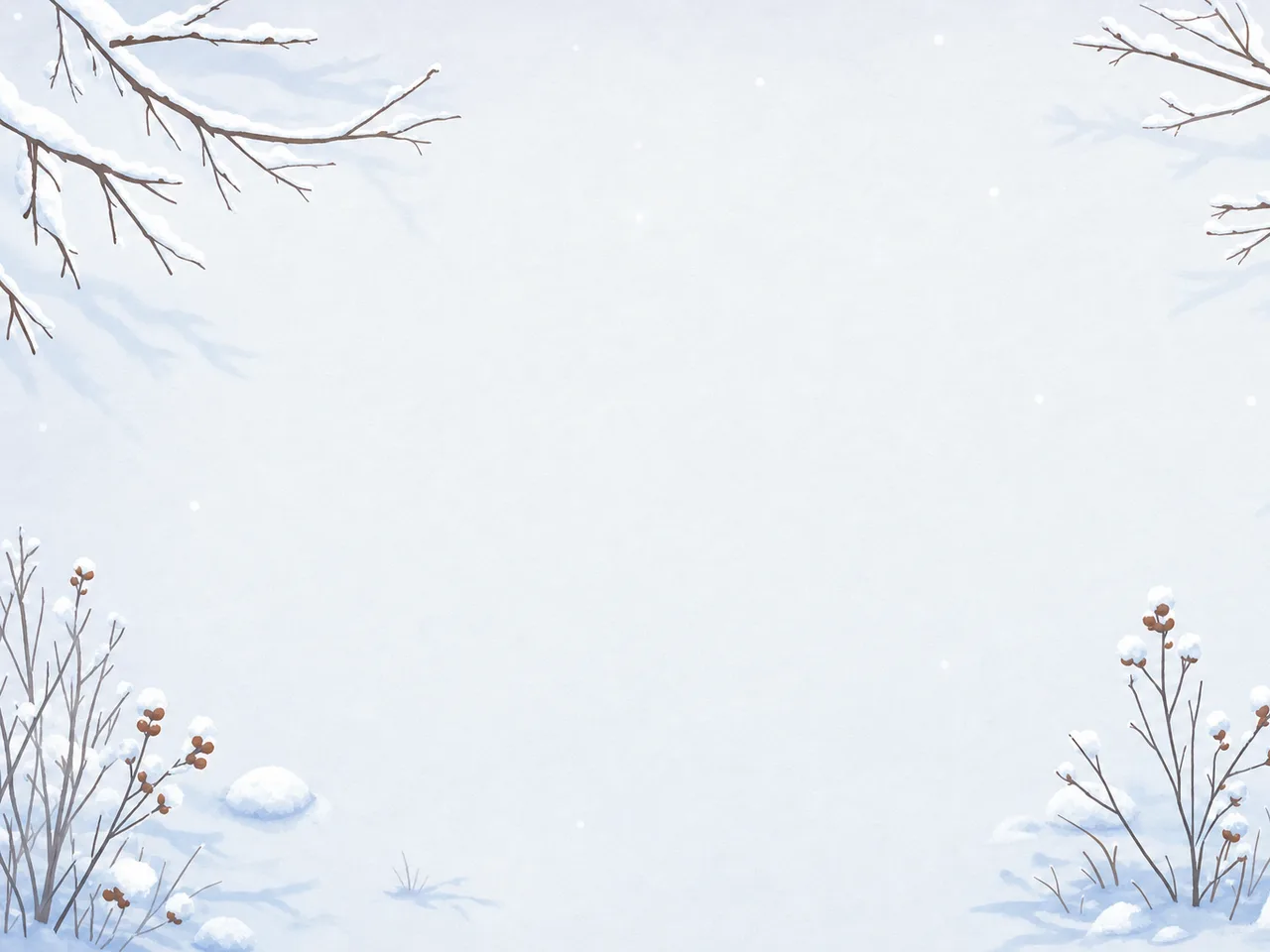 静かな雪背景（フレームイラスト）。雪背景、冬、白、季節デザイン向け素材です。
