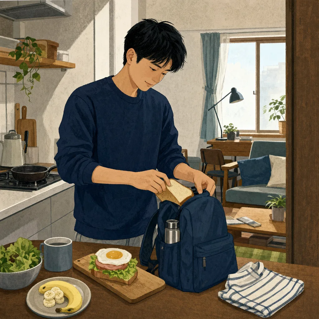若い日本人男性の日常（編集記事向け）。若い男性、一人時間、日常、ライフスタイルの記事向け素材です。