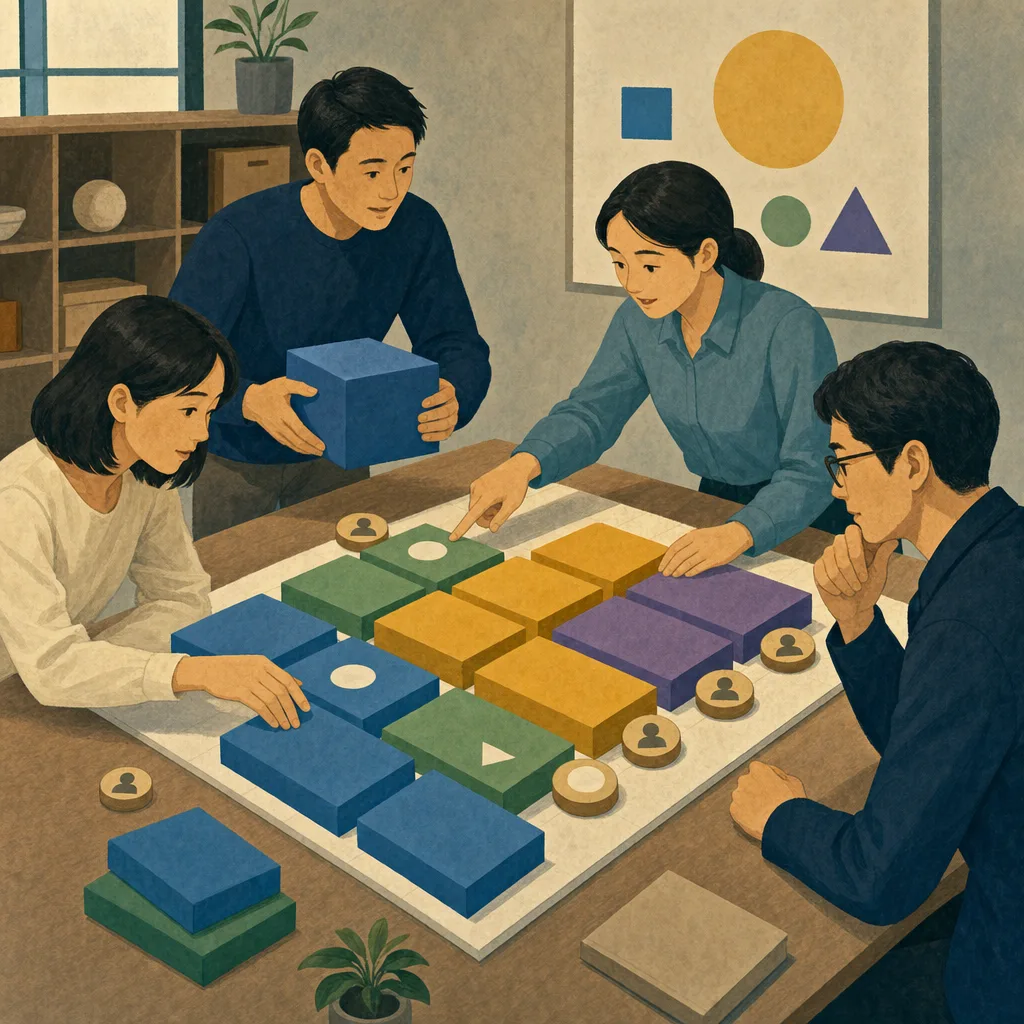 データガバナンスを整える日本人チーム（編集記事向け）。データガバナンス、データ管理、データカタログ、データ品質の記事や案内に使える商用素材です。