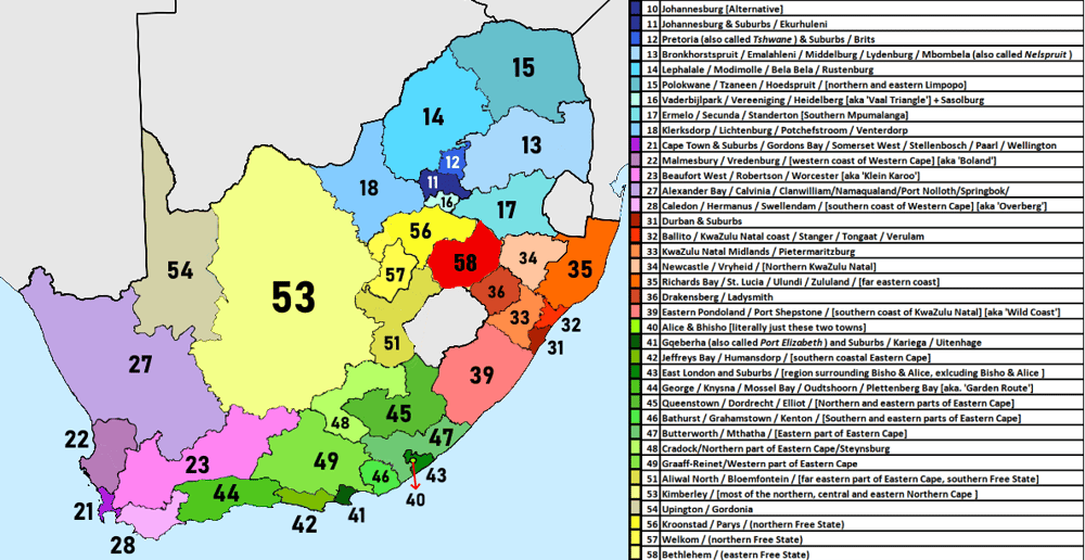 South Africa phone codes