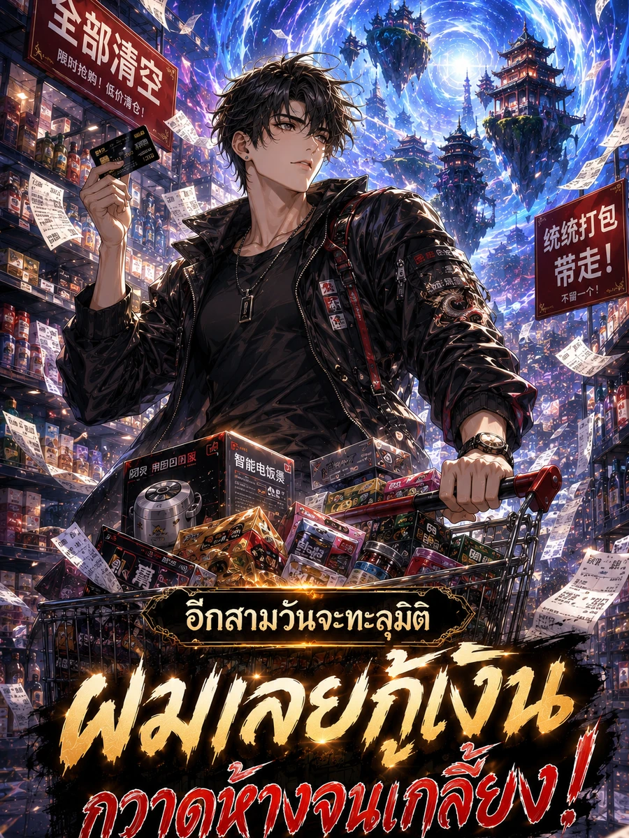ปก อีกสามวันจะทะลุมิติ ผมเลยกู้เงินกวาดห้างจนเกลี้ยง!
