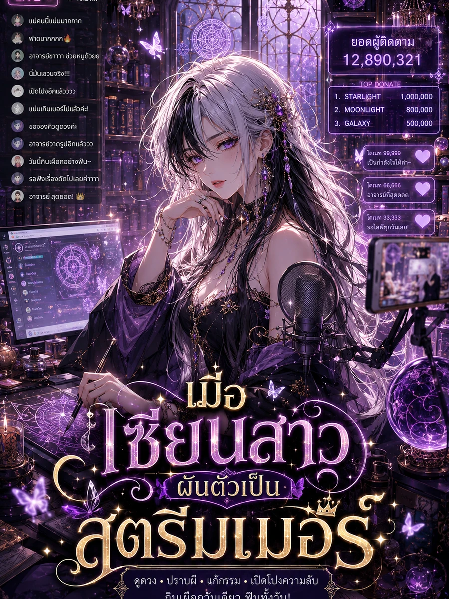 ปก [จบแล้ว เปิดอ่านฟรี 100 ตอน] เมื่อเซียนสาวผันตัวเป็นสตรีมเมอร์!!!