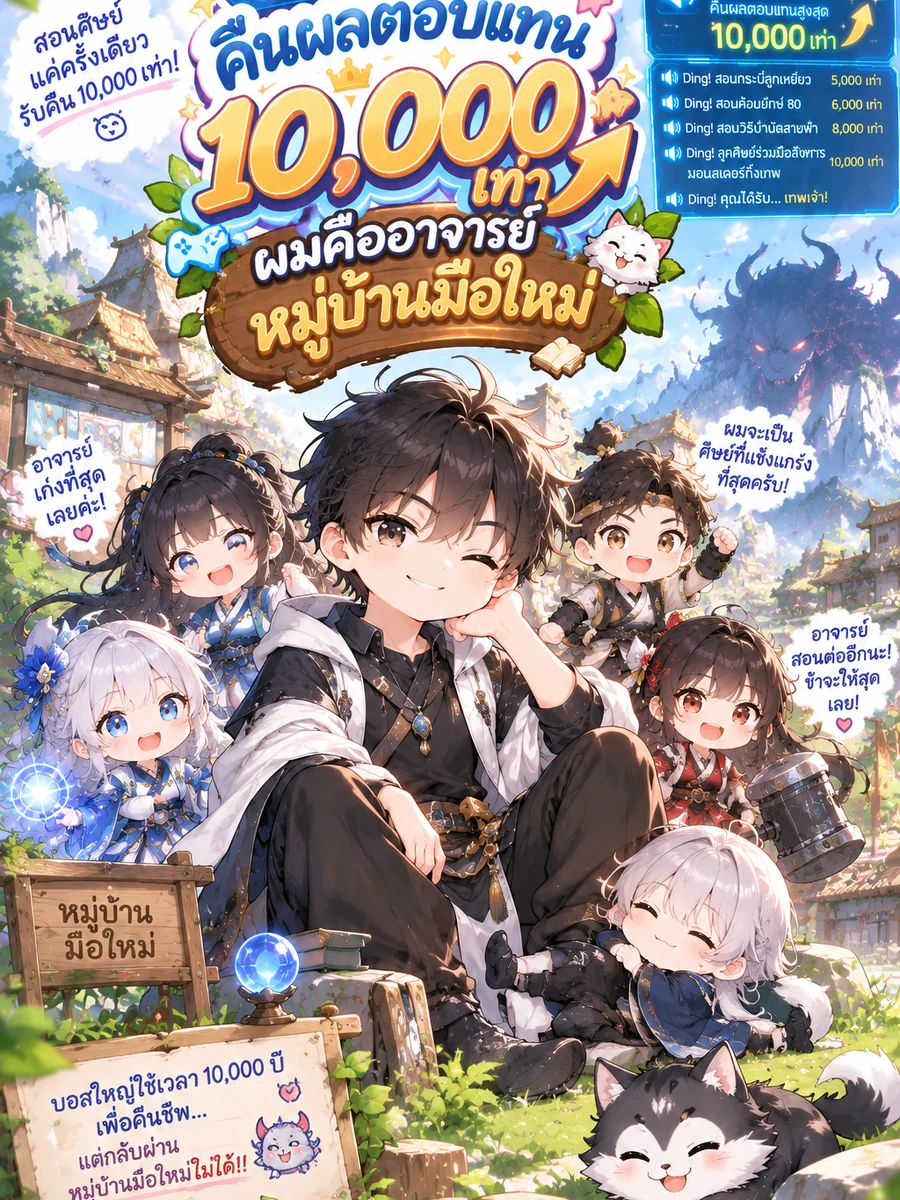 ปก [จบ] ระบบคืนผลตอบแทน 10,000 เท่า ผมคืออาจารย์หมู่บ้านมือใหม่