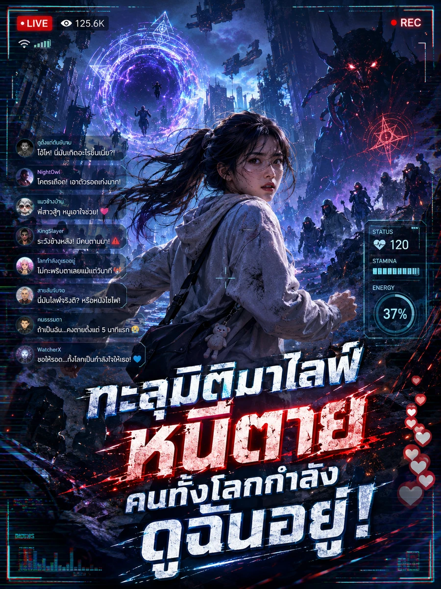 ปก ทะลุมิติมาไลฟ์สดหนีตาย คนทั้งโลกกําลังดูฉันอยู่!