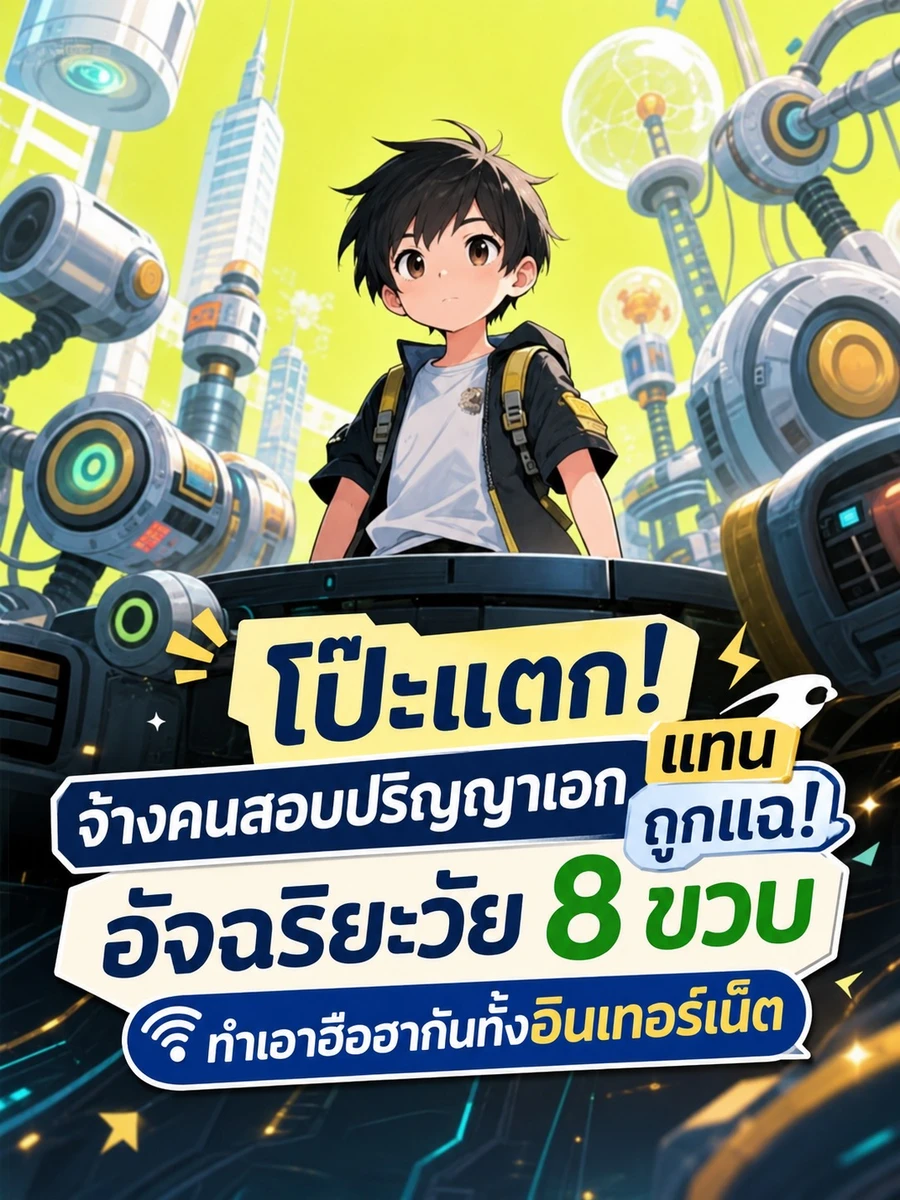 ปก ( จบแล้ว ) **โป๊ะแตก! จ้างคนสอบปริญญาเอกแทนถูกแฉ! อัจฉริยะวัย 8 ขวบทําเอาฮือฮากันทั้งอินเทอร์เน็ต**