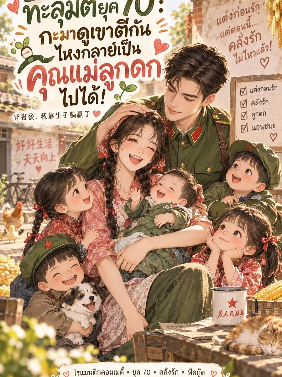 ปก [จบแล้ว] ทะลุมิติยุค 70 : กะมาดูเขาตีกัน ไหงกลายเป็นคุณแม่ลูกดกไปได้!