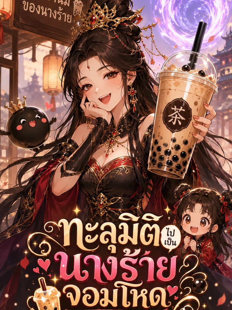 ปก ทะลุมิติไปเป็นนางร้ายจอมโหด แล้วเปิดร้านชานมไข่มุก