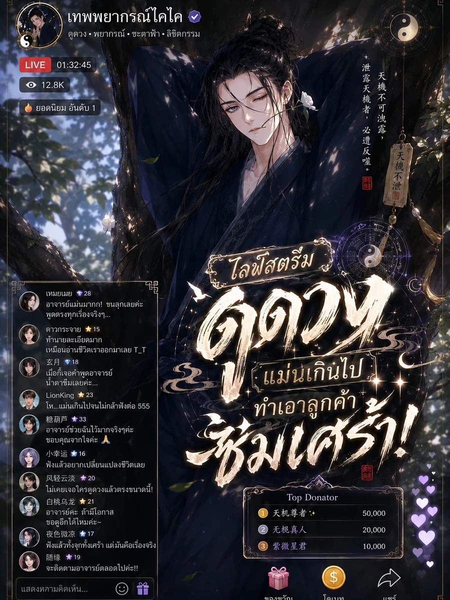 ปก ไลฟ์สตรีมดูดวงแม่นเกินไปทําเอาลูกค้าซึมเศร้า!