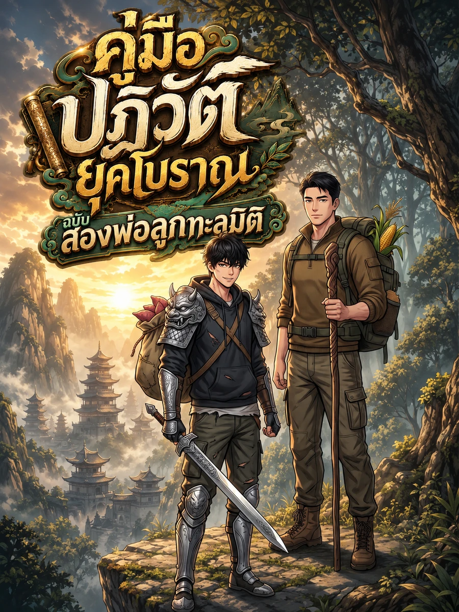 ปก คู่มือปฏิวัติยุคโบราณ ฉบับสองพ่อลูกทะลุมิติ