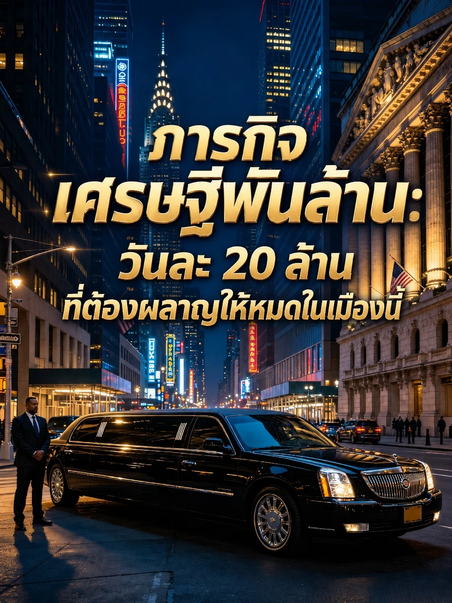ปก "ภารกิจเศรษฐีพันล้าน: วันละ 20 ล้านที่ต้องผลาญให้หมดในเมืองนี้"