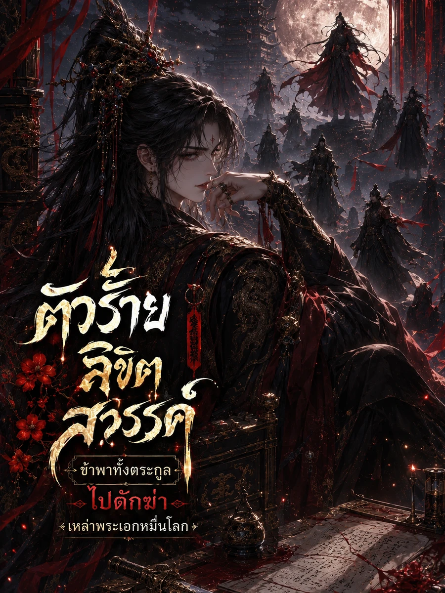 ปก ตัวร้ายลิขิตสวรรค์ ข้าพาทั้งตระกูลไปดักฆ่าเหล่าพระเอกหมื่นโลก