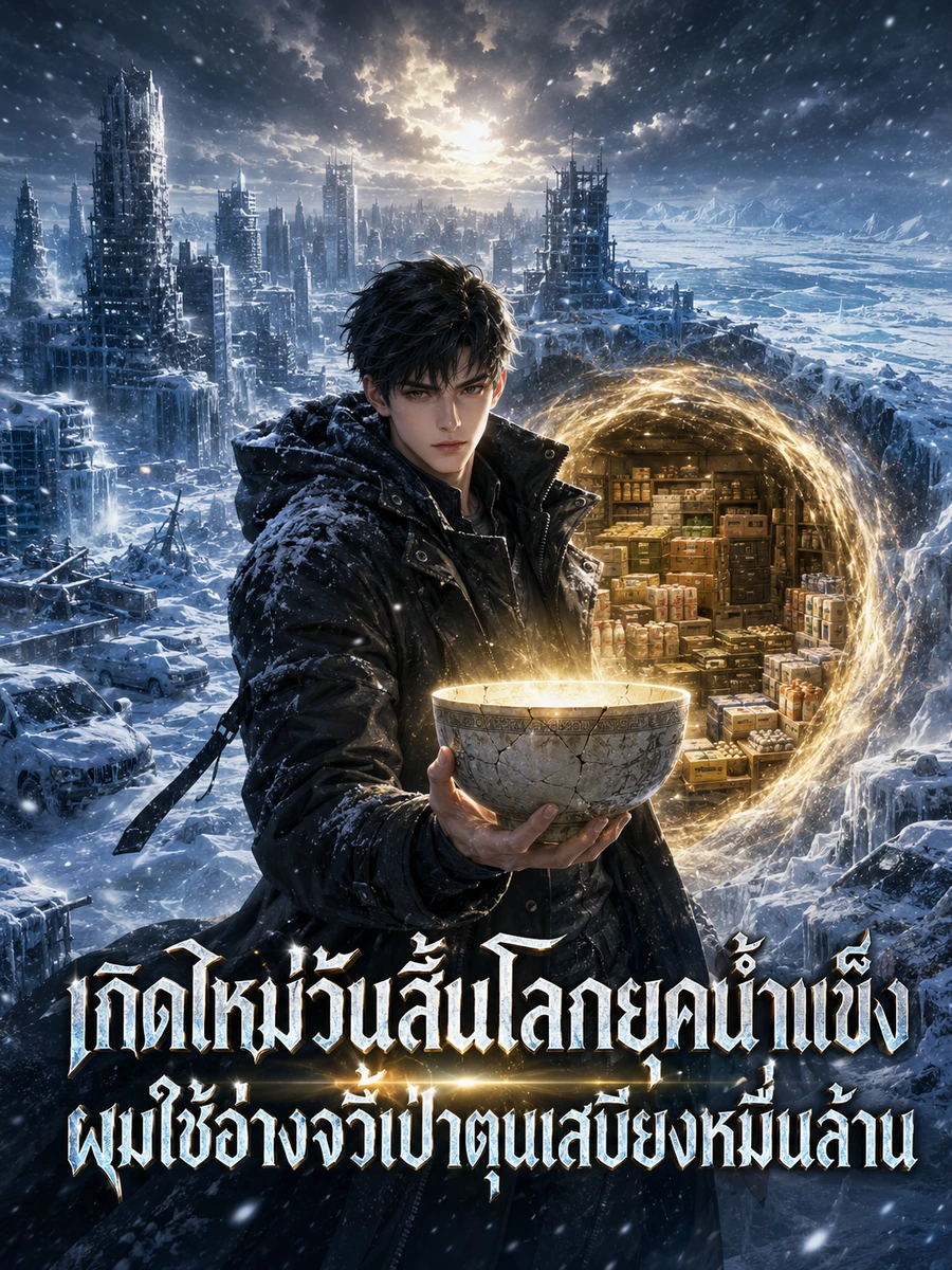 ปก เกิดใหม่วันสิ้นโลกยุคน้ําแข็ง ผมใช้อ่างจวี้เป่าตุนเสบียงหมื่นล้าน
