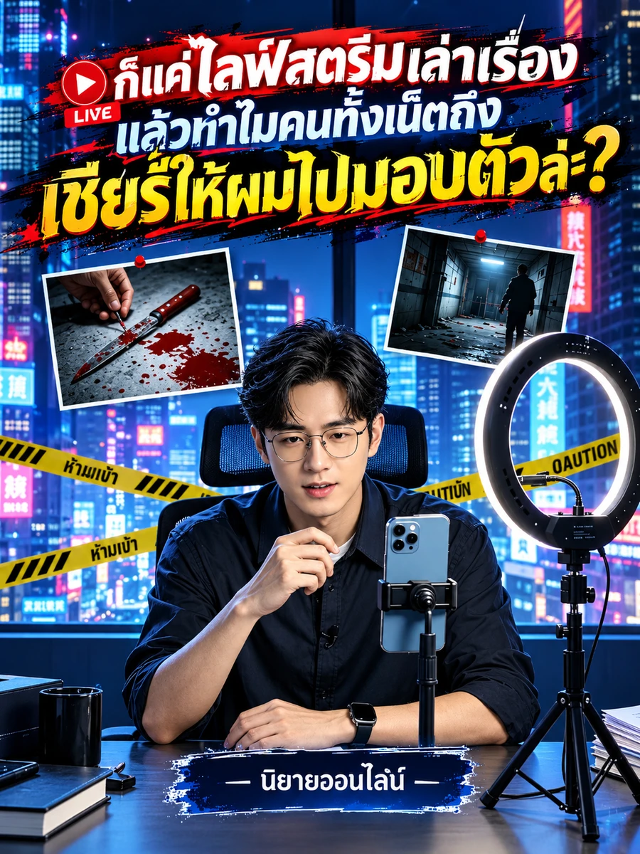 ปก "ก็แค่ไลฟ์สตรีมเล่าเรื่อง แล้วทําไมคนทั้งเน็ตถึงเชียร์ให้ผมไปมอบตัวล่ะ?"