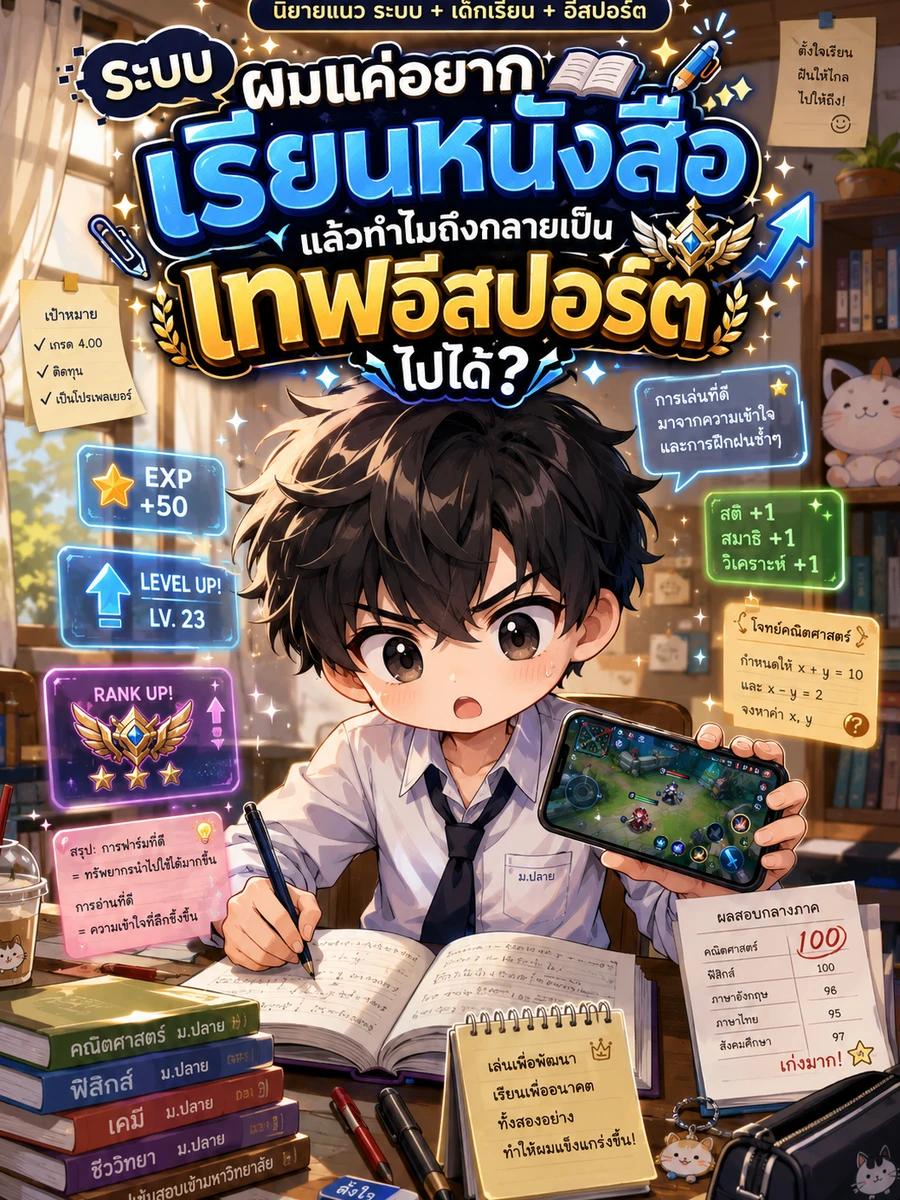 ปก ระบบผมแค่อยากเรียนหนังสือ แล้วทําไมถึงกลายเป็นเทพอีสปอร์ตไปได้?