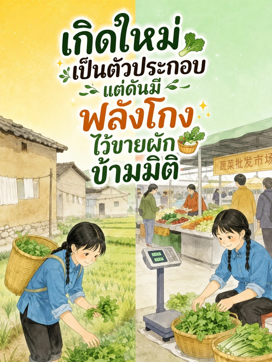 ปก "เกิดใหม่เป็นตัวประกอบ แต่ดันมีพลังโกงไว้ขายผักข้ามมิติ"