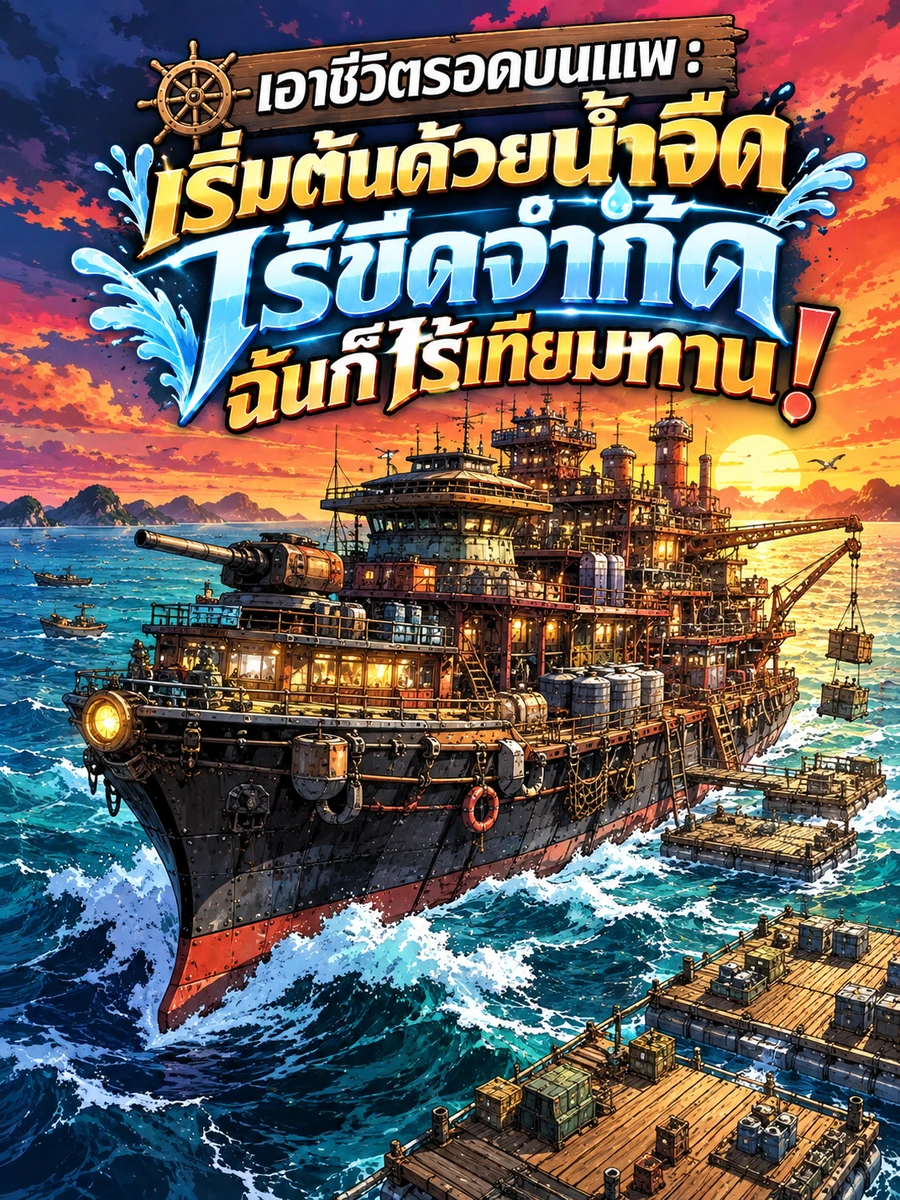 ปก (จบแล้ว) เอาชีวิตรอดบนแพ : เริ่มต้นด้วยน้ําจืดไร้ขีดจํากัด ฉันก็ไร้เทียมทาน!