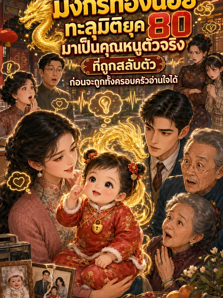 ปก [จบแล้ว] มังกรทองน้อยทะลุมิติยุค 80 มาเป็นคุณหนูตัวจริงที่ถูกสลับตัว ก่อนจะถูกทั้งครอบครัวอ่านใจได้