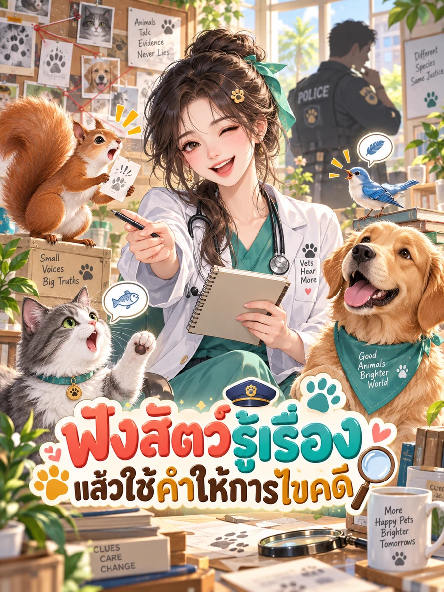 ปก ฟังสัตว์รู้เรื่อง แล้วใช้คําให้การไขคดี