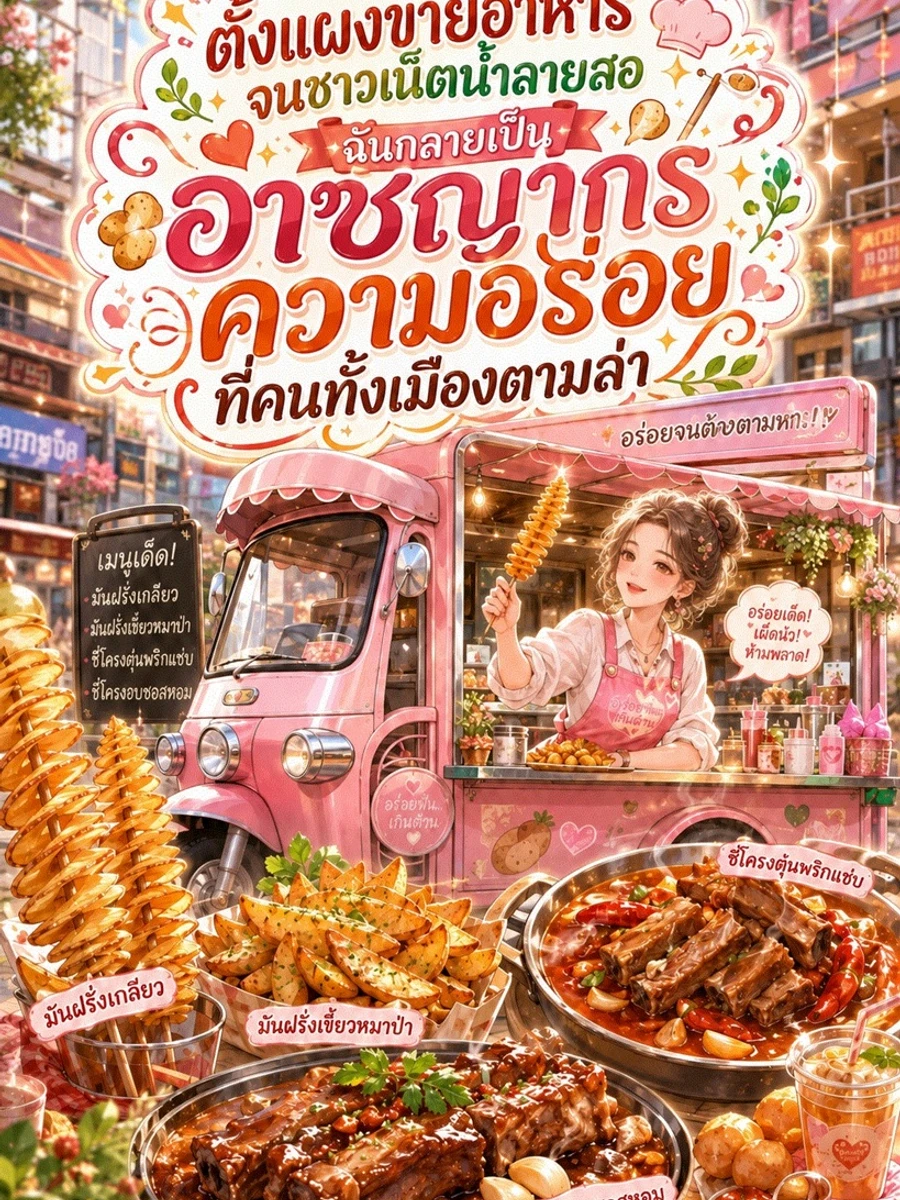 ปก ตั้งแผงขายอาหารจนชาวเน็ตน้ําลายสอ ฉันกลายเป็นอาชญากรความอร่อยที่คนทั้งเมืองตามล่า