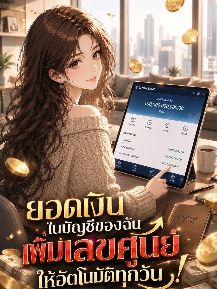 ปก ยอดเงินในบัญชีของฉัน เพิ่มเลขศูนย์ให้อัตโนมัติทุกวัน!