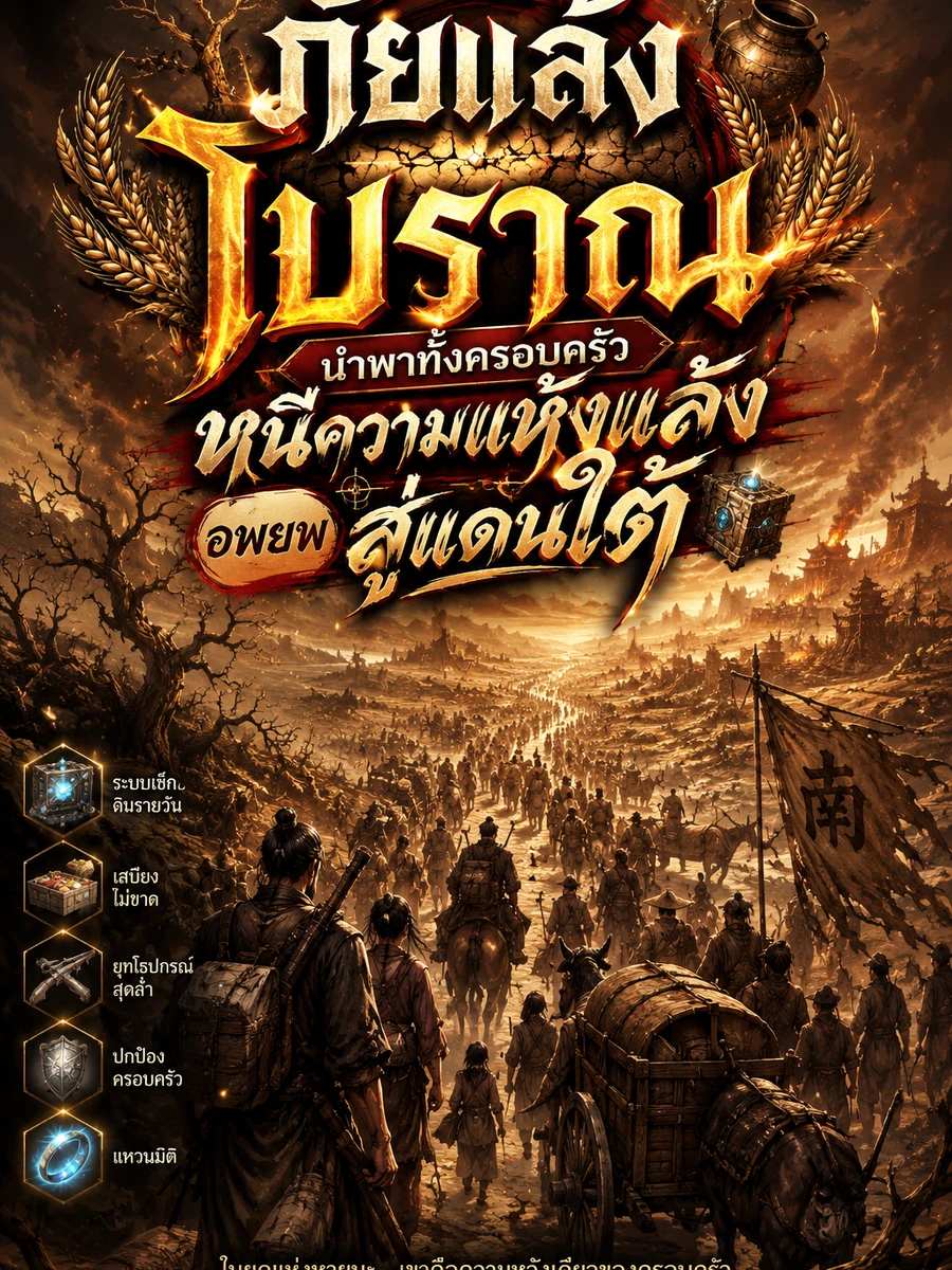 ปก ภัยแล้งโบราณ นําพาทั้งครอบครัวหนีความแห้งแล้งอพยพสู่แดนใต้