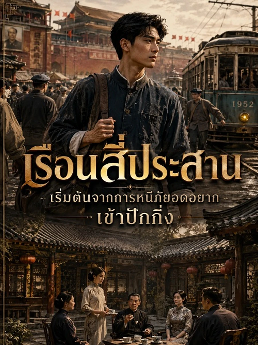 ปก เรือนสี่ประสาน: เริ่มต้นจากการหนีภัยอดอยากเข้าปักกิ่ง