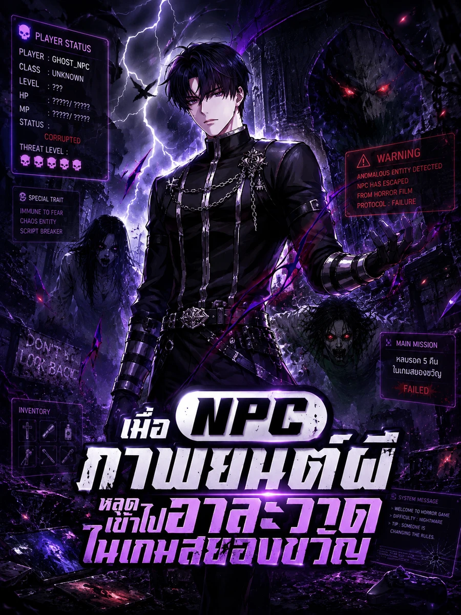 ปก (จบแล้ว) เมื่อ NPC ภาพยนต์ผีหลุดเข้าไปอาละวาดในเกมสยองขวัญ
