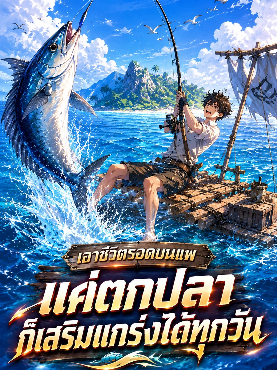 ปก เอาชีวิตรอดบนแพ: แค่ตกปลา ก็เสริมแกร่งได้ทุกวัน