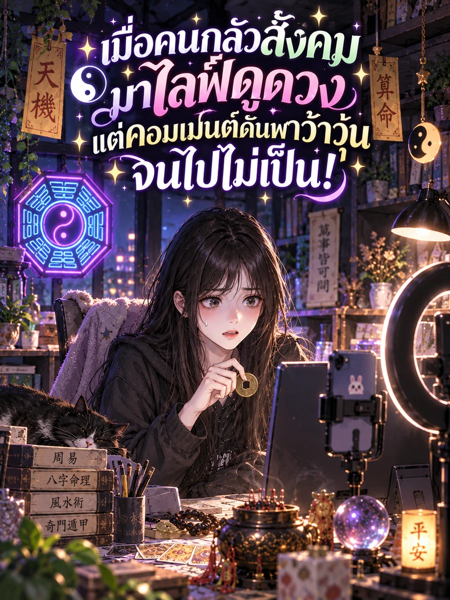 ปก (จบแล้ว) เมื่อคนกลัวสังคมมาไลฟ์ดูดวง แต่คอมเมนต์ดันพาว้าวุ่นจนไปไม่เป็น!