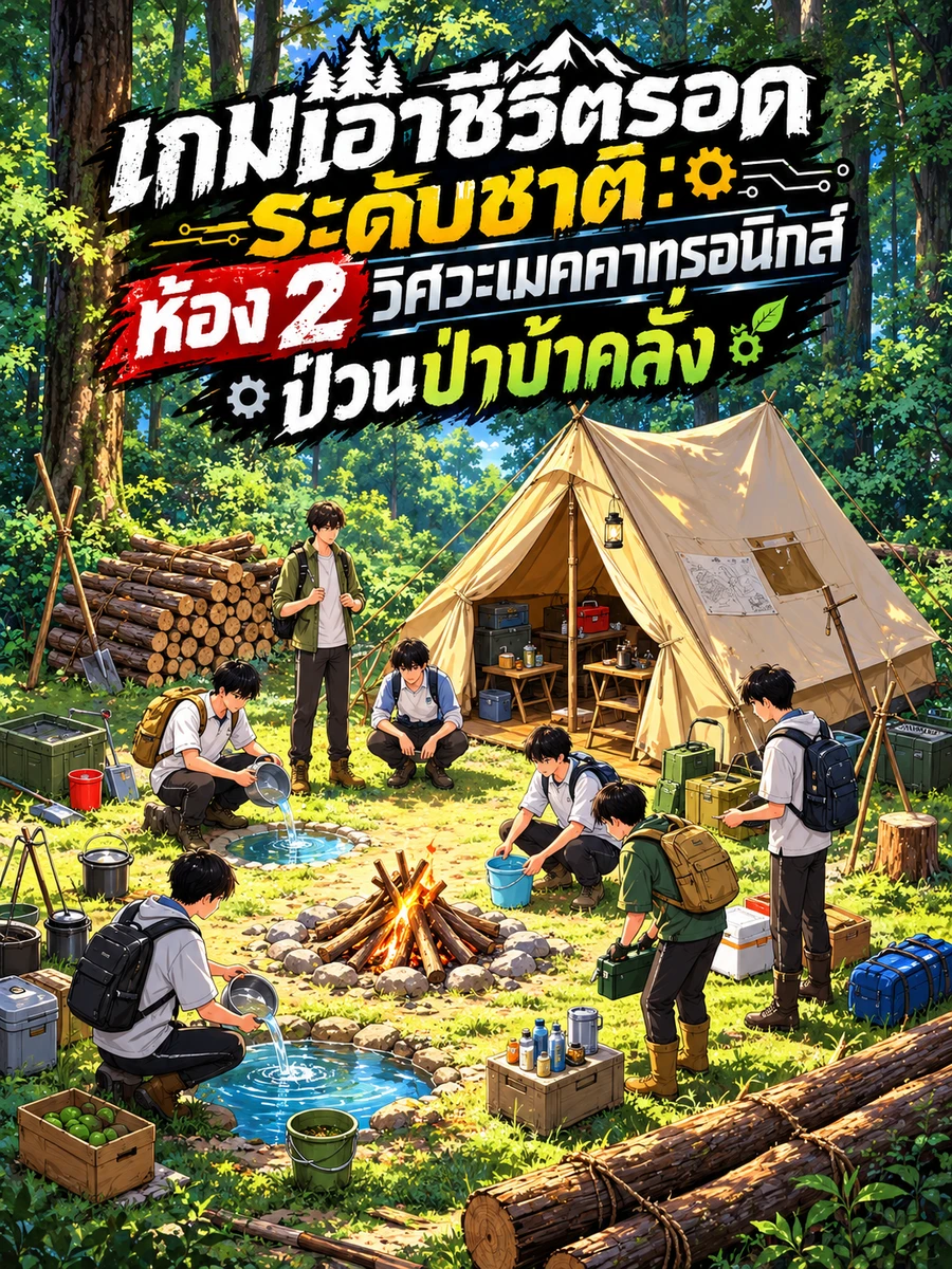 ปก "เกมเอาชีวิตรอดระดับชาติ: ห้อง 2 วิศวะเมคคาทรอนิกส์ป่วนป่าบ้าคลั่ง"