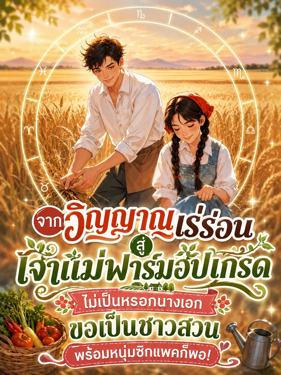ปก "จากวิญญาณเร่ร่อนสู่เจ้าแม่ฟาร์มอัปเกรด ไม่เป็นหรอกนางเอกขอเป็นชาวสวนพร้อมหนุ่มซิกแพคก็พอ!"