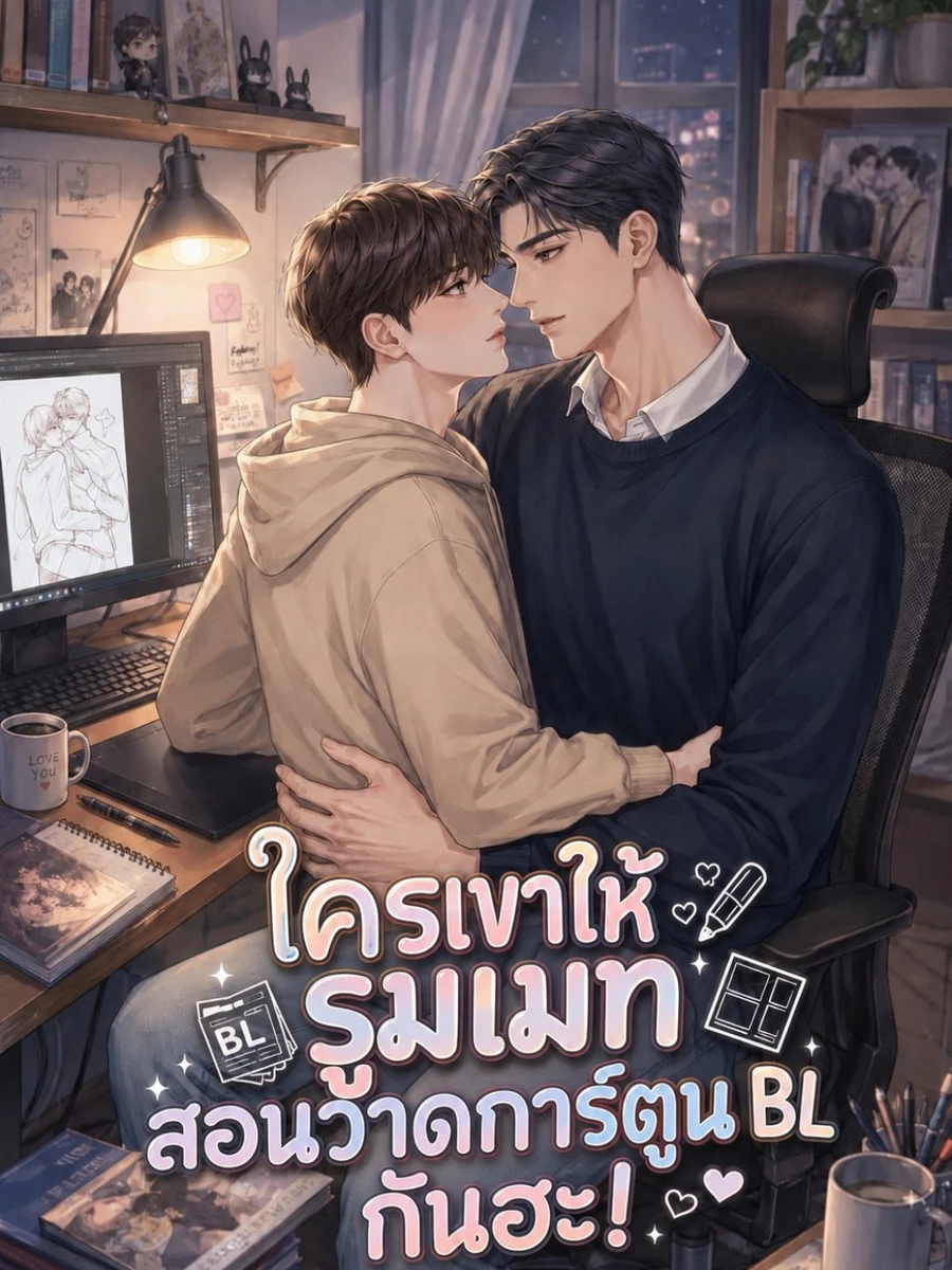 ปก ใครเขาให้รูมเมทสอนวาดการ์ตูน BL กันฮะ!