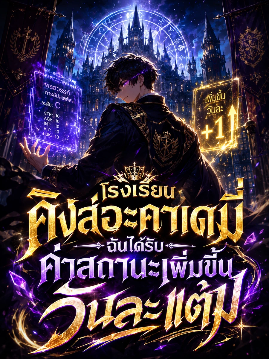 ปก โรงเรียนคิงส์อะคาเดมี่ ฉันได้รับค่าสถานะเพิ่มขึ้นวันละแต้ม