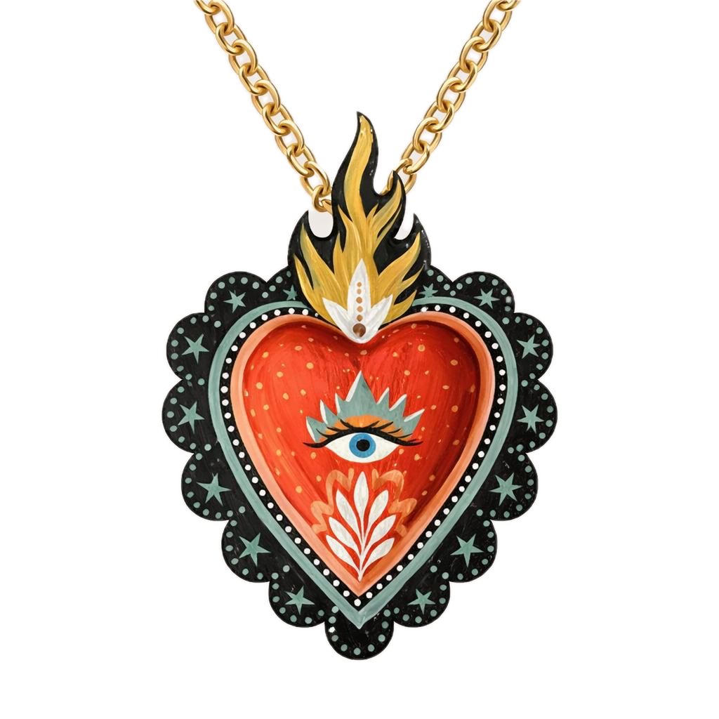 Collar con dije corazón tipo Milagro – 10 cm, de Nayeli Torres
