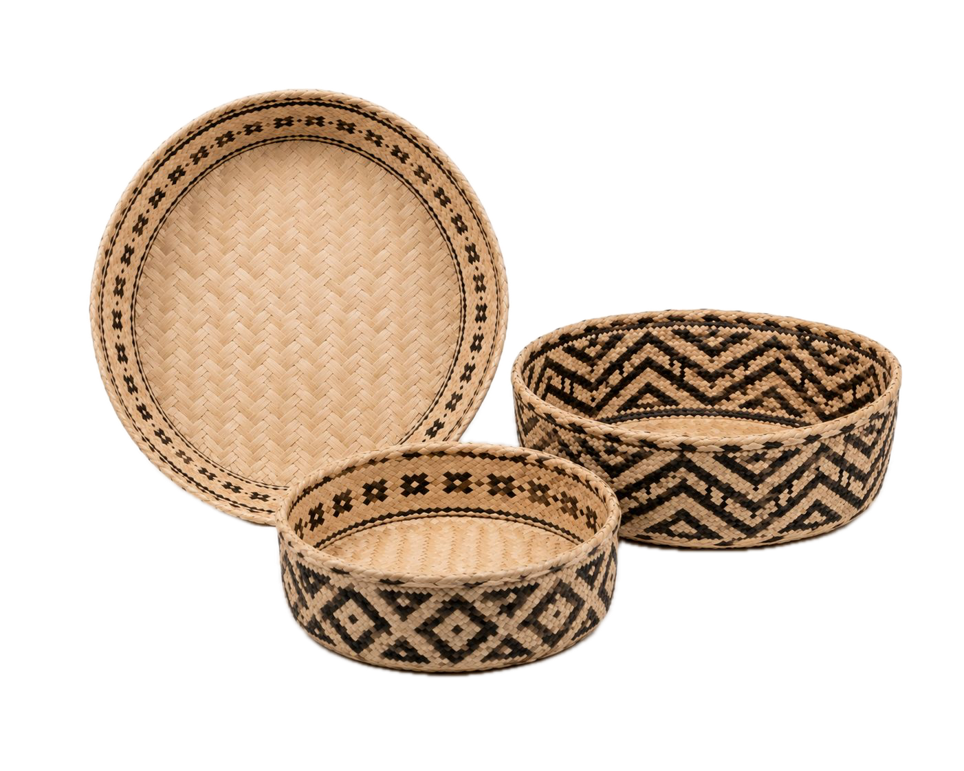 Set de Canastos de Palma Tejida – 3 Piezas, de Herminia Santiago