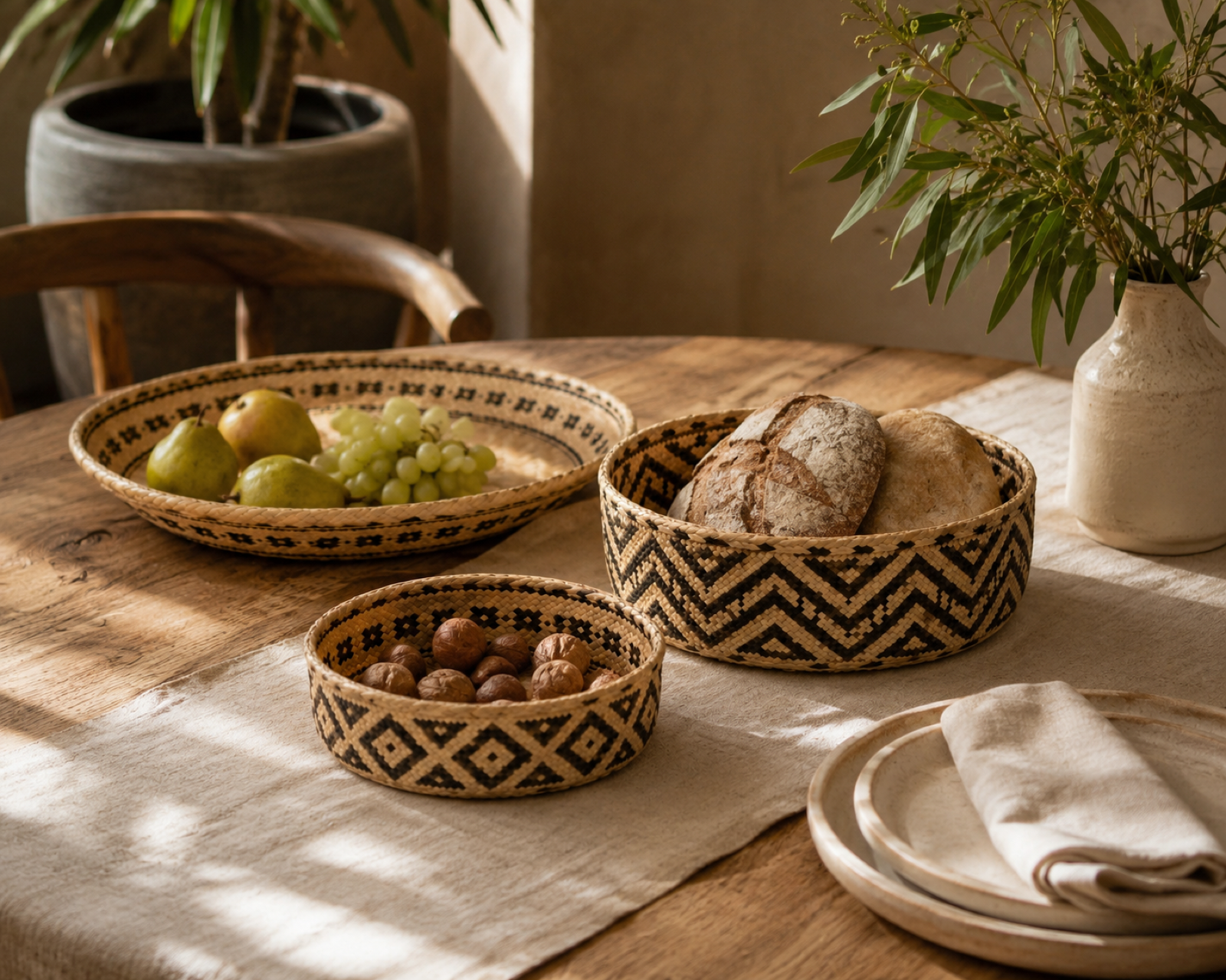 Set de Canastos de Palma Tejida – 3 Piezas 2