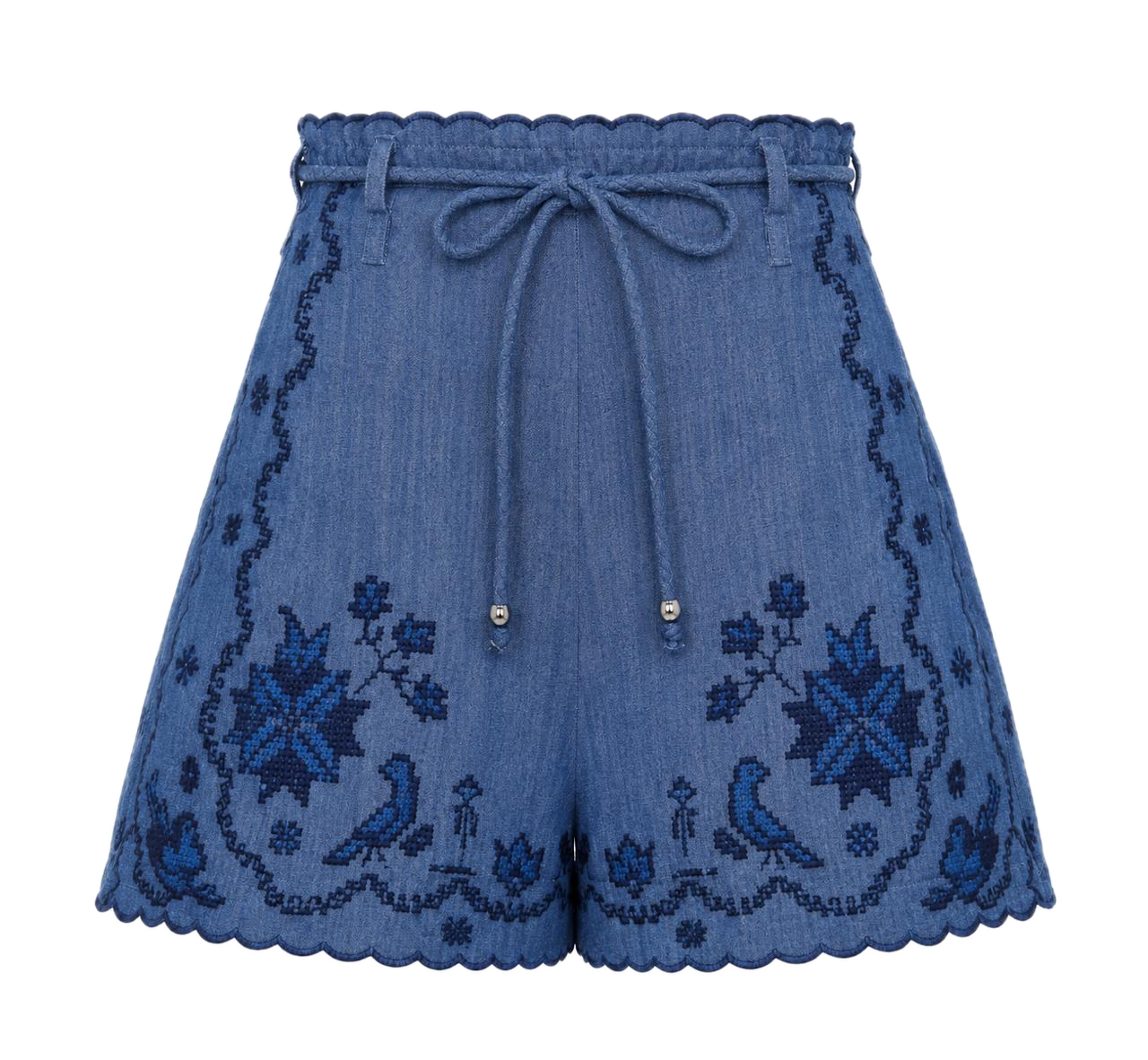 Short Bordado Artesanal – Azul Índigo, de Amalia Bautista