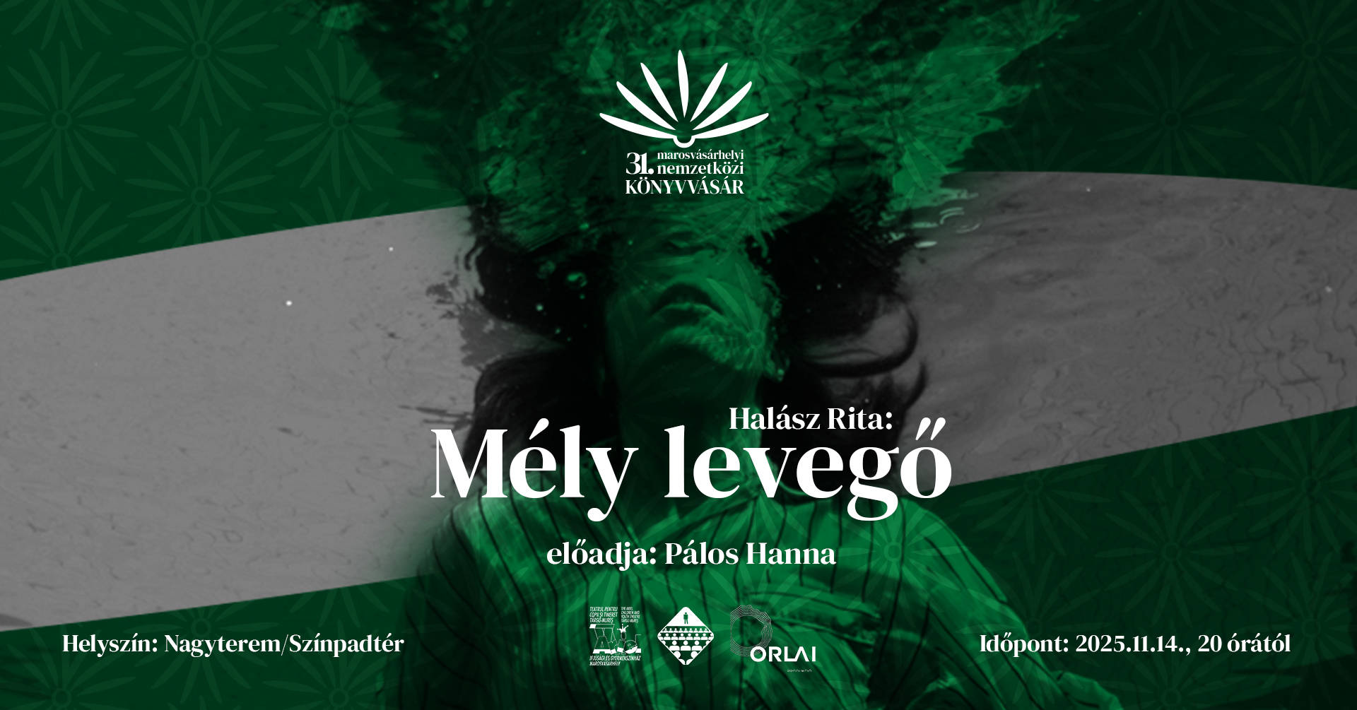 Mély levegő: színházi előadás a 31. Marosvásárhelyi Nemzetközi Könyvvásáron • november 14. 20:00