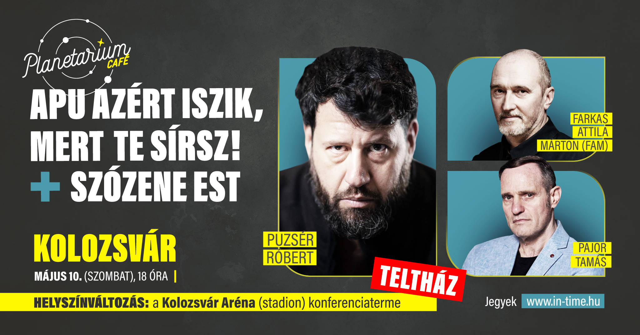 Apu azért iszik, mert te sírsz + Szózene est – Puzsér Róbert, Farkas Attila Márton és Pajor Tamás (KOLOZSVÁR)