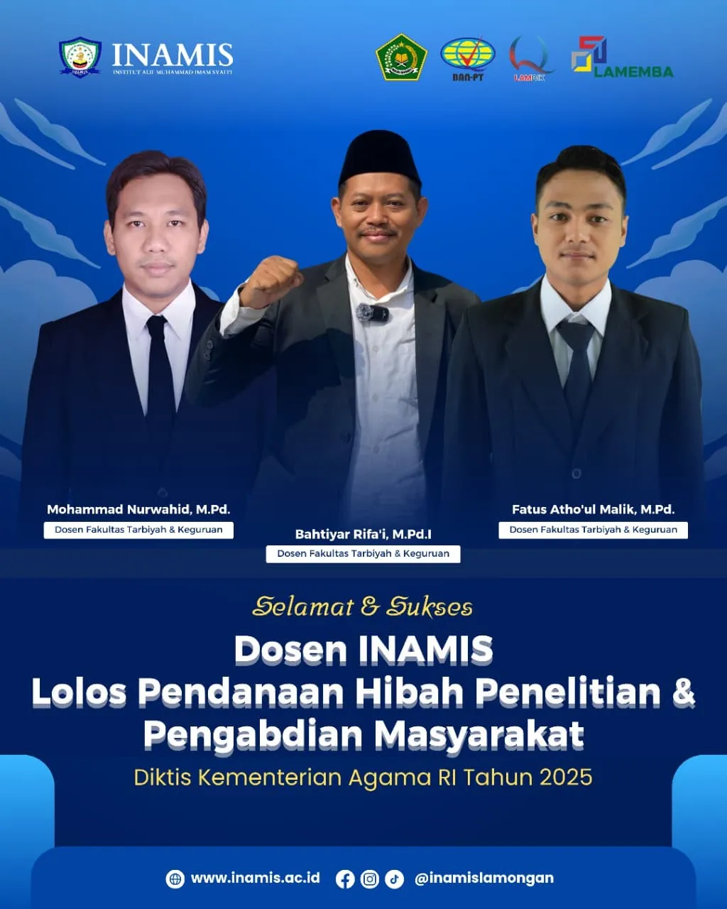 Dosen INAMIS Lolos Pendanaan Hibah Penelitian dan Pengabdian Masyarakat Diktis Kemenag RI Tahun 2025