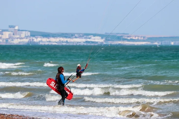 Kite surfers on Lancing Beach