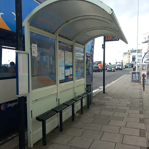 Bus shelter on Marine Parade, Worthing (pale green)