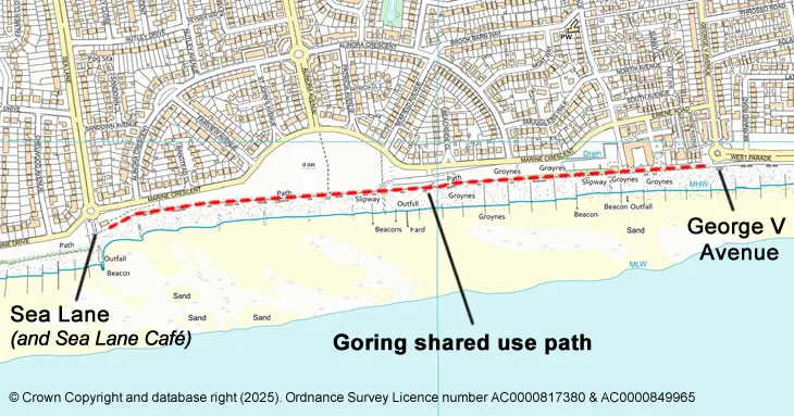 Goring shared use path route map