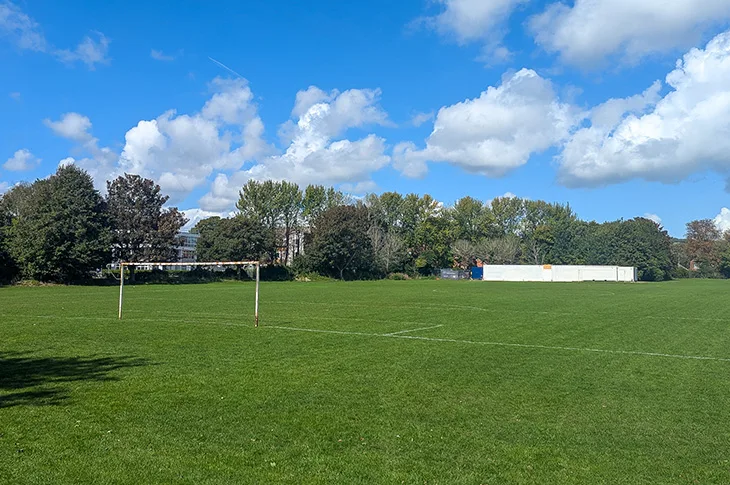 Hill Barn Recreation Ground, Worthing (football pitch and goal post)