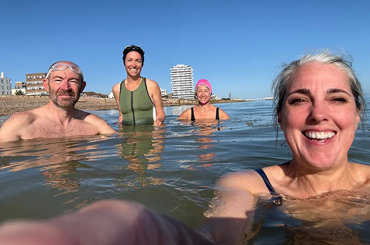 Councillor Vicki Wells (right) pictured with Mark, Caroline and Susie of Muscle Beach Swimming Club