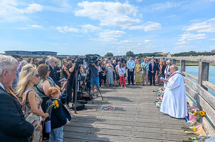 Shoreham Airshow 10th anniversary memorial service on the Old Shoreham Toll Bridge
