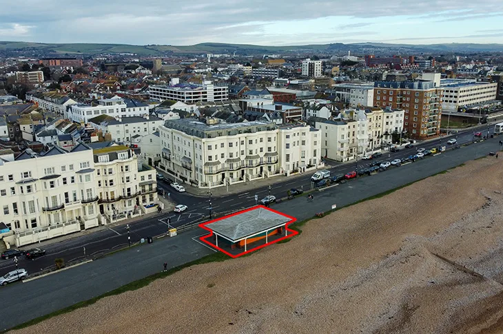 West Buildings Shelter on Worthing Promenade - outline